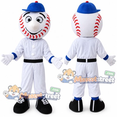 Baseball Mascot Costume with White Baseball Uniform and Blue Cap Baseball Mascot Costume with White Baseball Uniform and Blue Cap