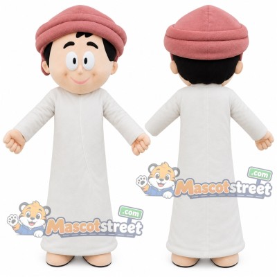 Boy Mascot Costume with White Robe and Pink Cap Boy Mascot Costume with White Robe and Pink Cap