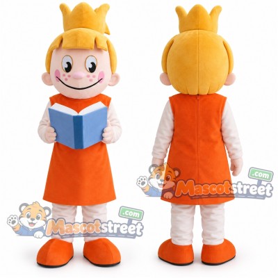 Princess Mascot Costume with Orange Dress and Crown Princess Mascot Costume with Orange Dress and Crown