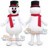 Snowman Mascot Costume with Black Hat and Red Scarf