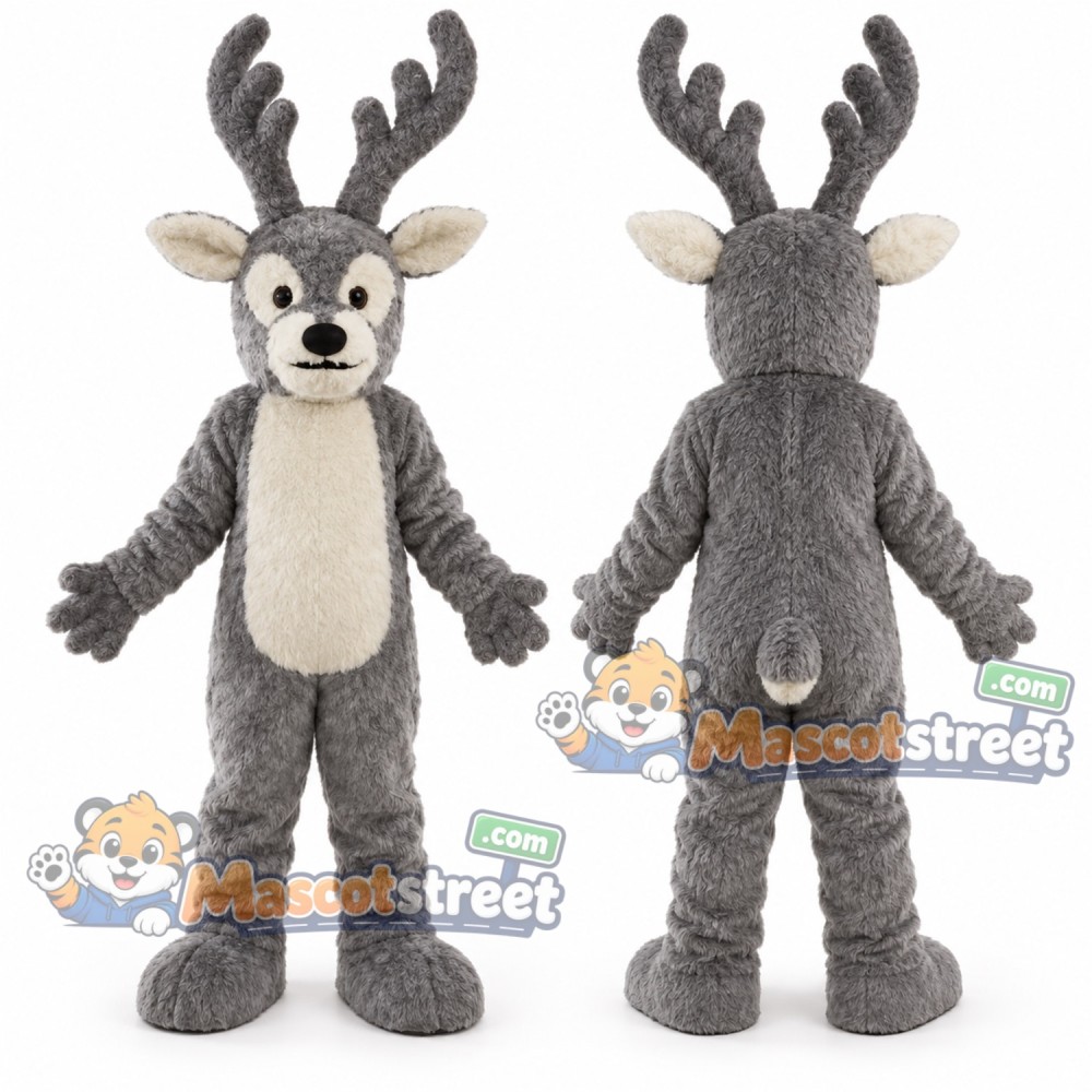 Gray Reindeer Mascot Costume Gray Reindeer Mascot Costume