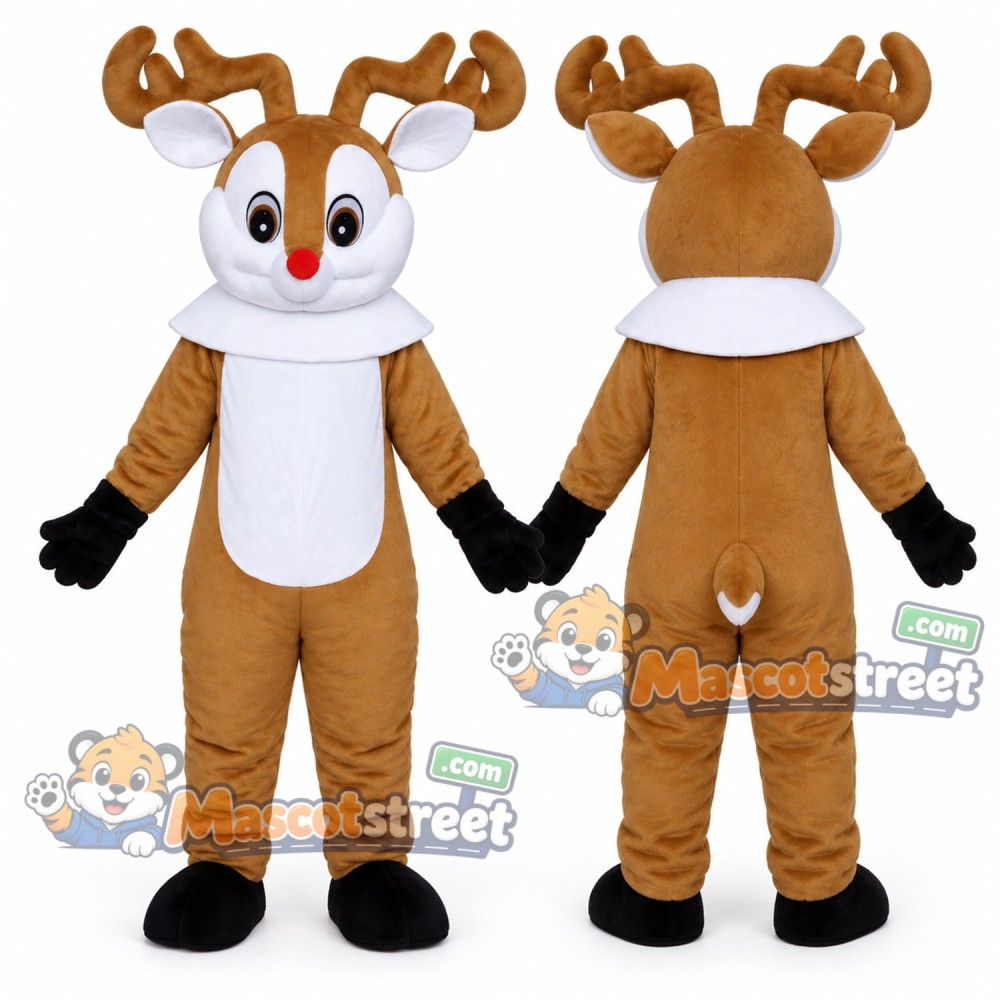 Brown Reindeer Mascot Costume with White Scarf
