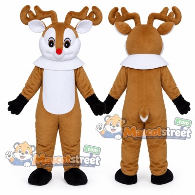 Brown Reindeer Mascot Costume with White Scarf