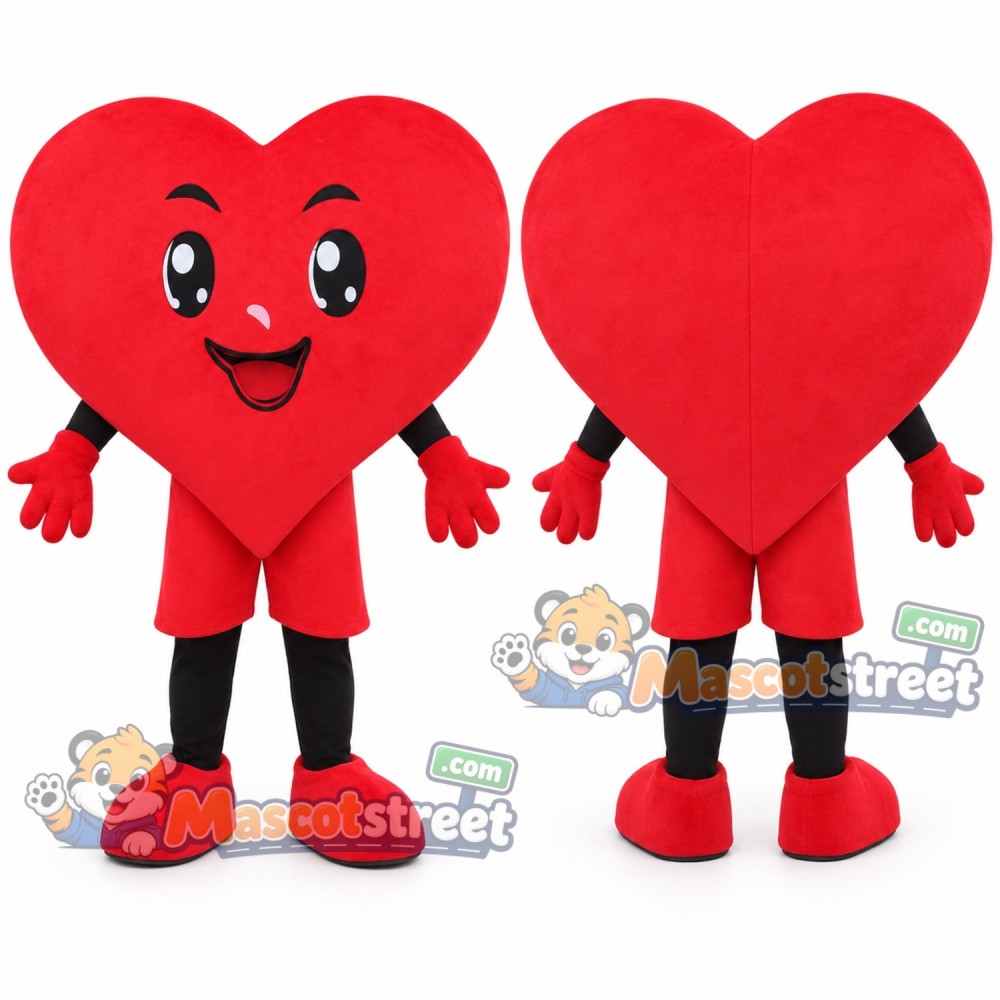 Red Heart Mascot Costume Red Heart Mascot Costume