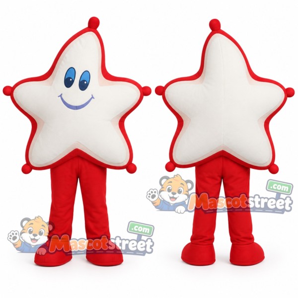 White and Red Star Mascot Costume
