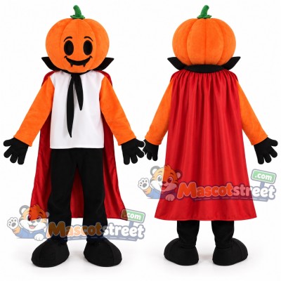 Pumpkin Mascot Costume with Black Trousers and Red Cape
