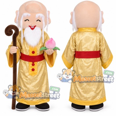 God of Longevity Mascot Costume with Gold Robe