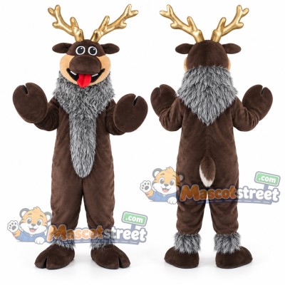 Brown Reindeer Mascot Costume with Red Bow Tie Brown Reindeer Mascot Costume with Red Bow Tie