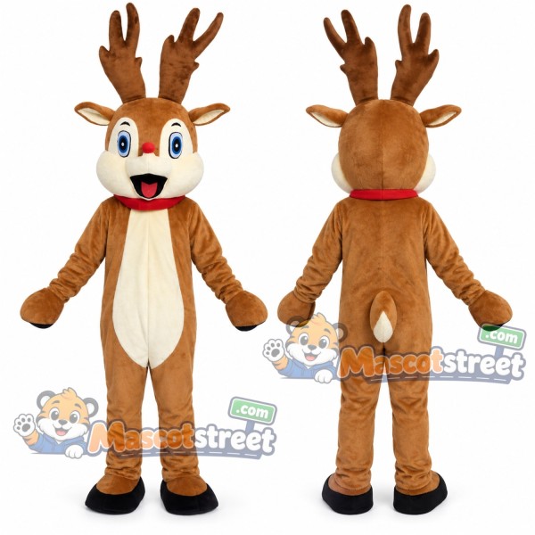 Brown Reindeer Mascot Costume with Red Collar