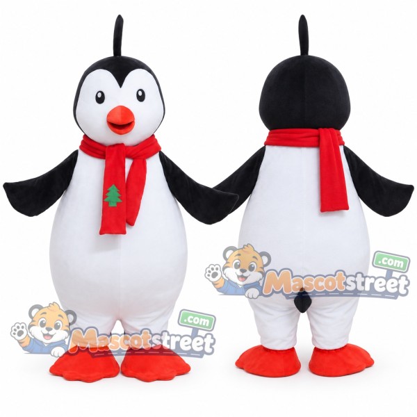 Penguin Mascot Costume with Red Scarf
