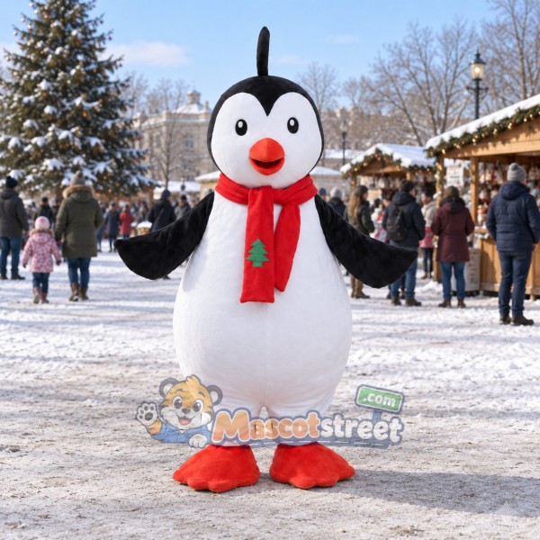 Penguin Mascot Costume with Red Scarf