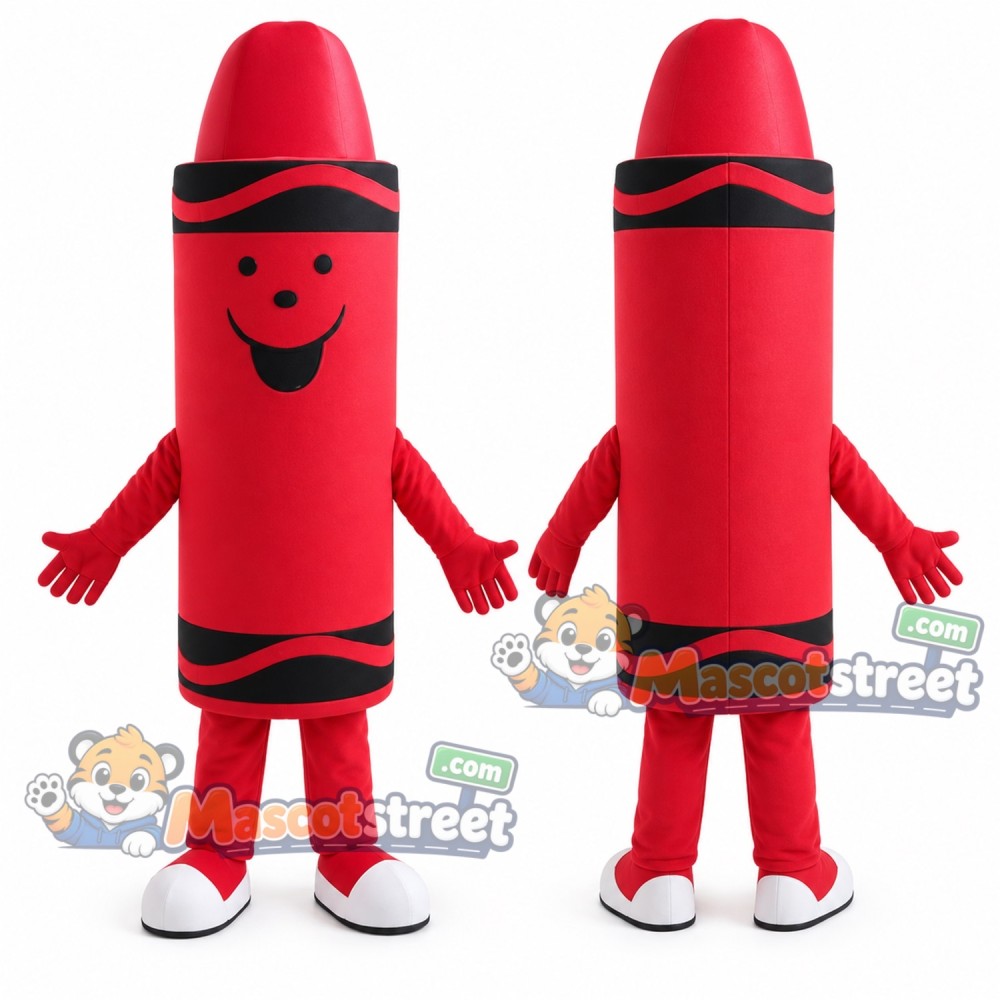 Red Crayon Mascot Costume Red Crayon Mascot Costume