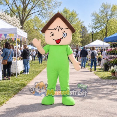 House Mascot Costume with Green Jumpsuit House Mascot Costume with Green Jumpsuit