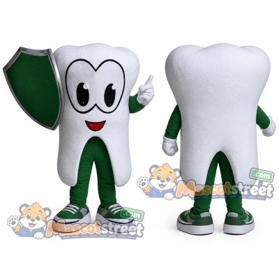 Tooth Mascot Costume with Green Gloves Tooth Mascot Costume with Green Gloves