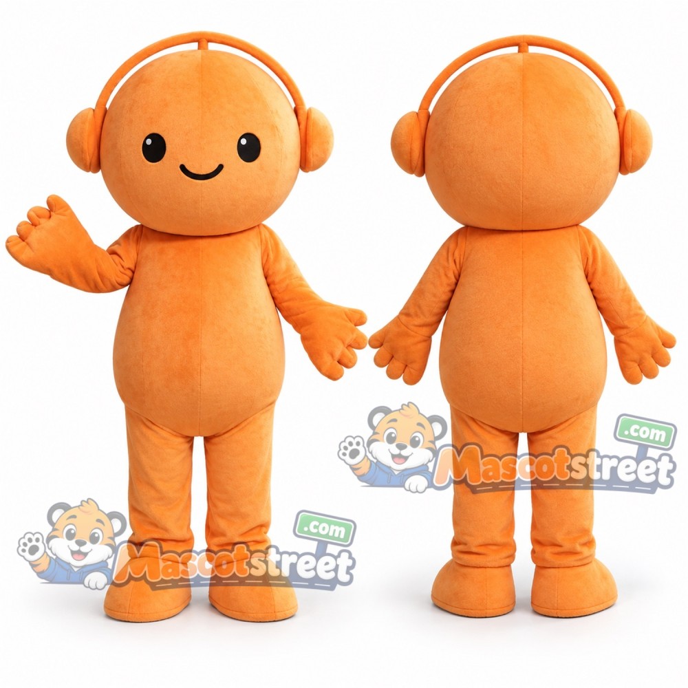 Orange Character Mascot Costume with Headphones Orange Character Mascot Costume with Headphones