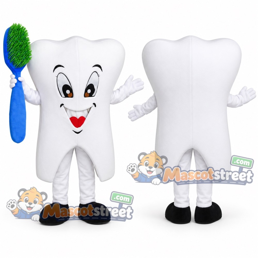 White Tooth Mascot Costume White Tooth Mascot Costume