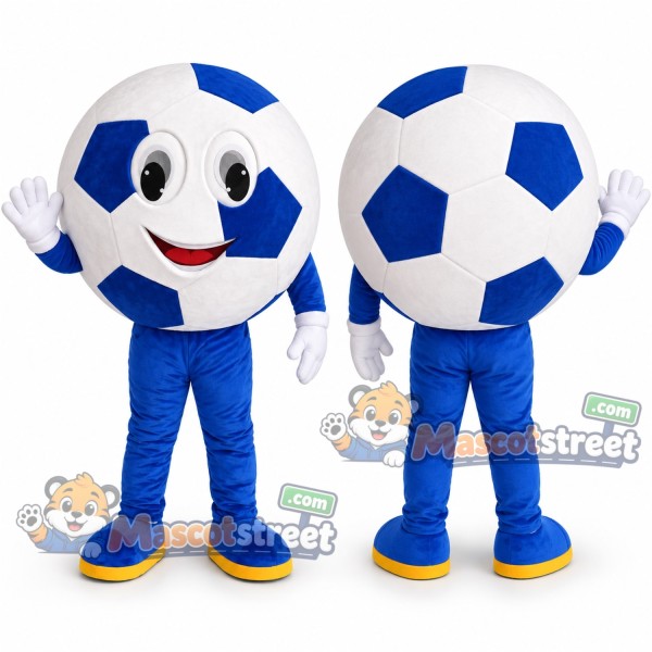 Blue and White Soccer Ball Mascot Costume