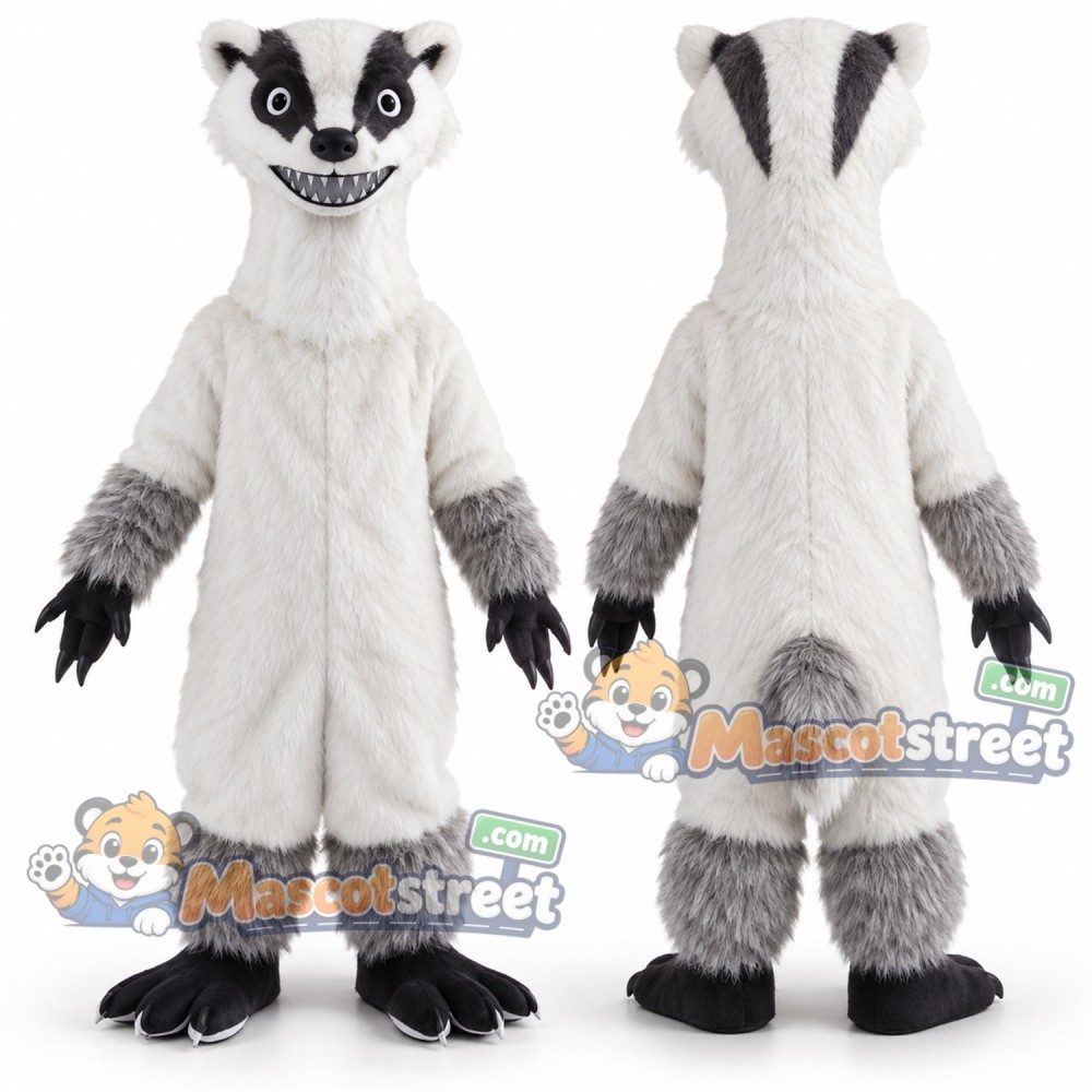 White and Gray Badger Mascot Costume White and Gray Badger Mascot Costume