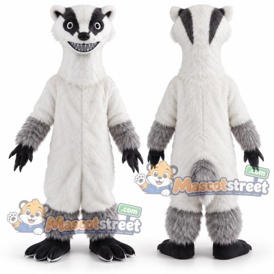 White and Gray Badger Mascot Costume White and Gray Badger Mascot Costume