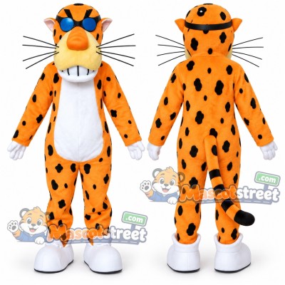 Orange Cheetah Mascot Costume with Sunglasses Orange Cheetah Mascot Costume with Sunglasses