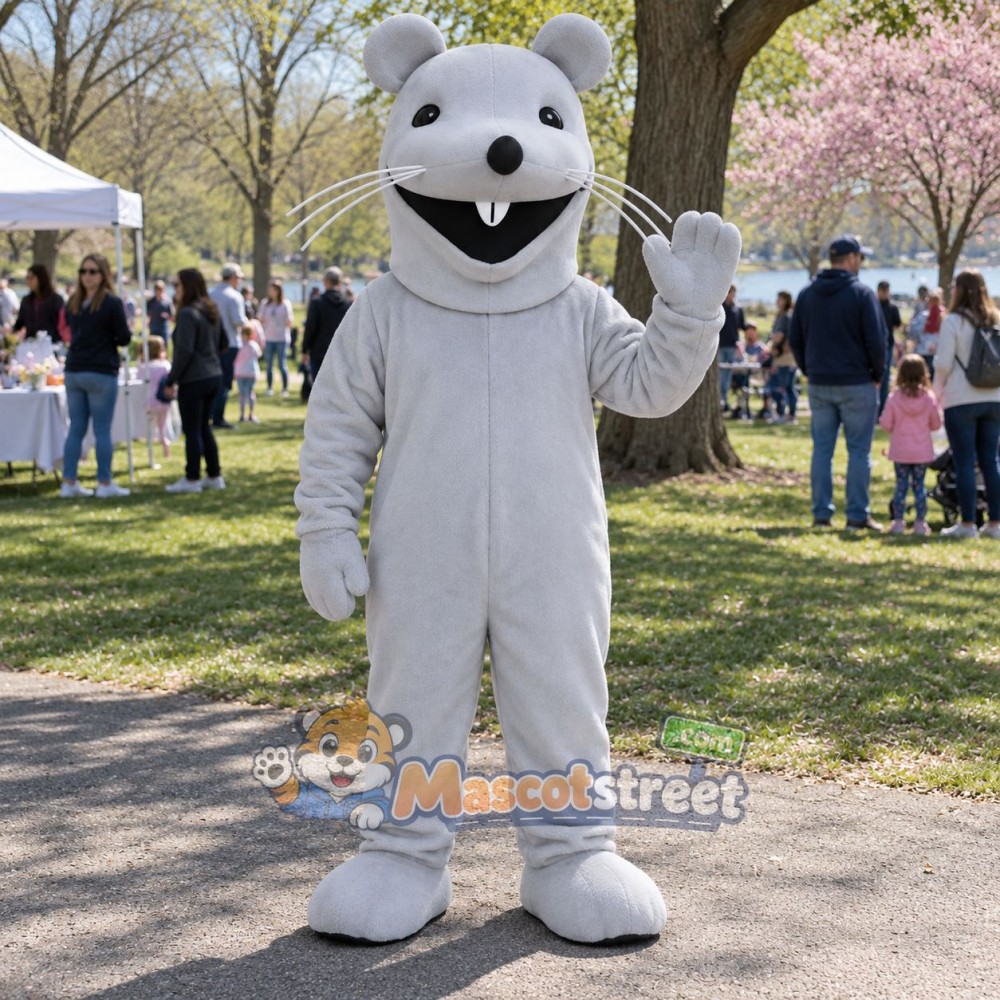 Gray Mouse Mascot Costume Gray Mouse Mascot Costume