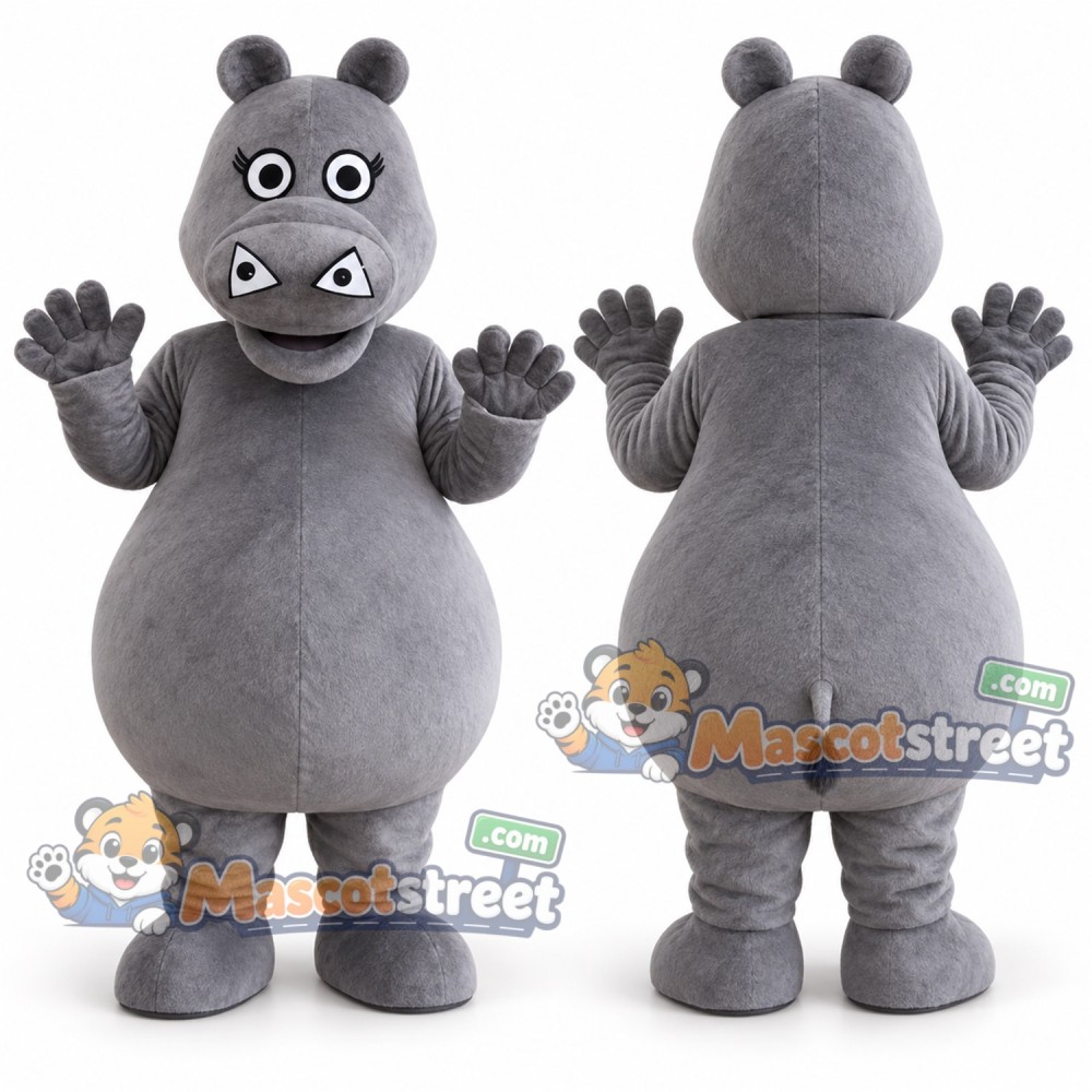 Gray Hippopotamus Mascot Costume Gray Hippopotamus Mascot Costume