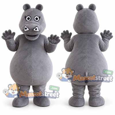 Gray Hippopotamus Mascot Costume Gray Hippopotamus Mascot Costume