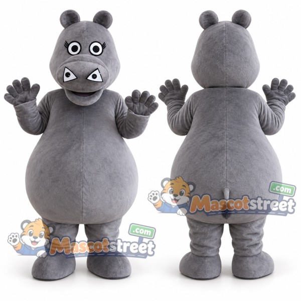 Gray Hippopotamus Mascot Costume