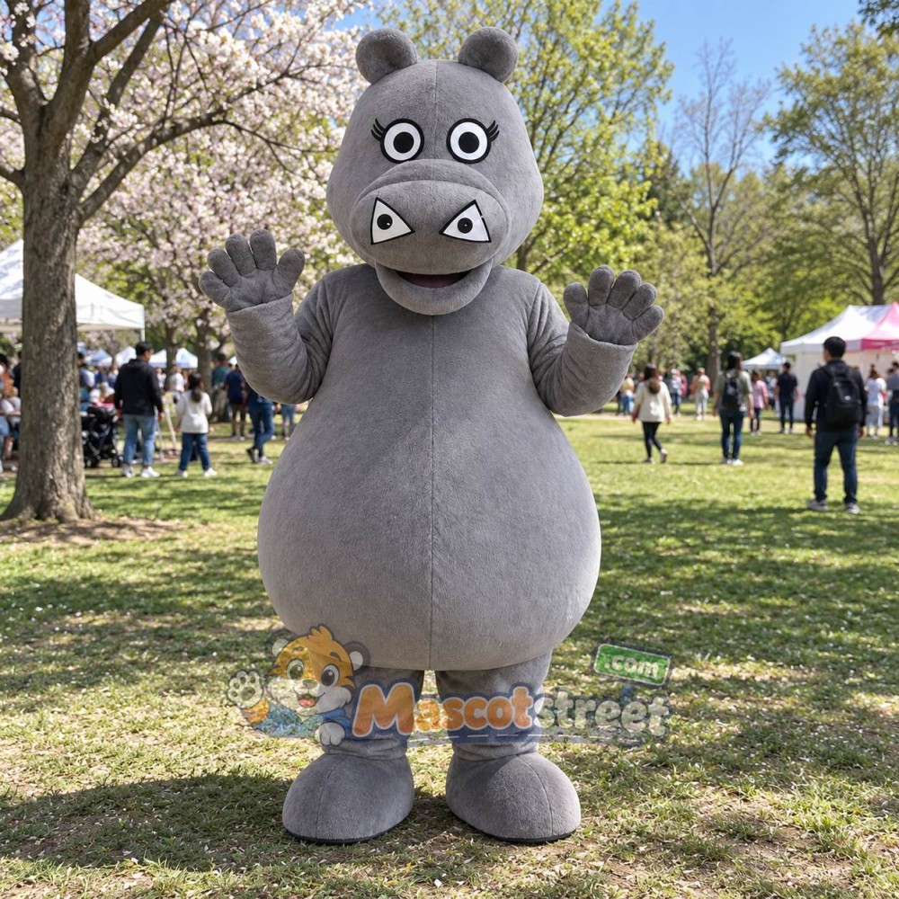 Gray Hippopotamus Mascot Costume