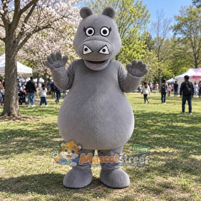 Gray Hippopotamus Mascot Costume