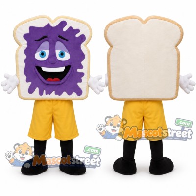 Bread Slice with Jam Mascot Costume with Yellow Shorts Bread Slice with Jam Mascot Costume with Yellow Shorts