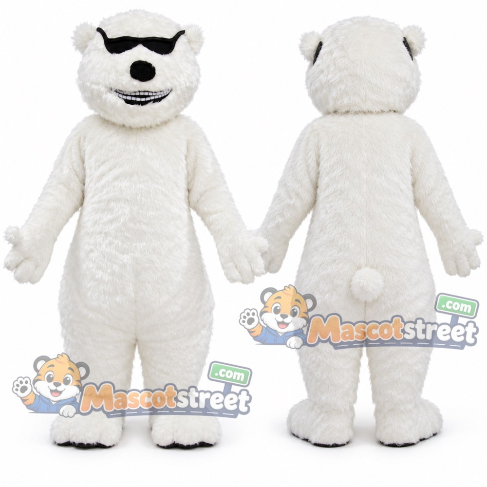 White Polar Bear Mascot Costume with Sunglasses White Polar Bear Mascot Costume with Sunglasses