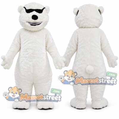 White Polar Bear Mascot Costume with Sunglasses White Polar Bear Mascot Costume with Sunglasses