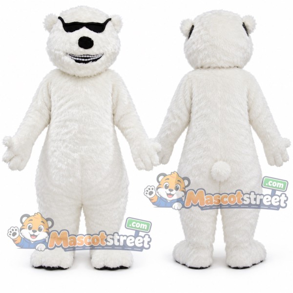 White Polar Bear Mascot Costume with Sunglasses