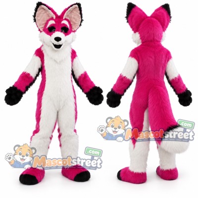 Pink and White Fox Mascot Costume Pink and White Fox Mascot Costume