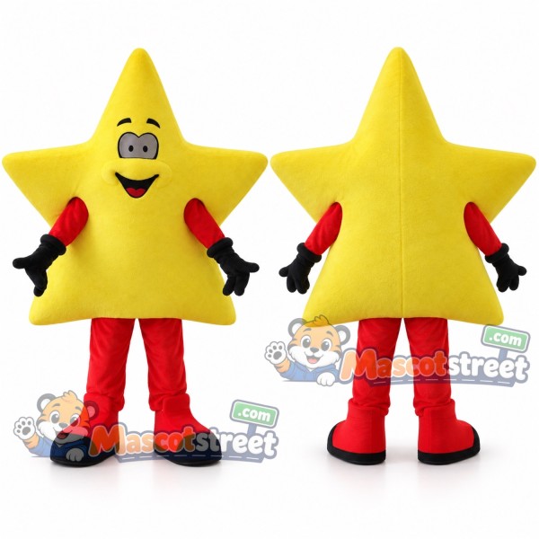 Yellow Star Mascot Costume with Red Sleeves and Red Trousers