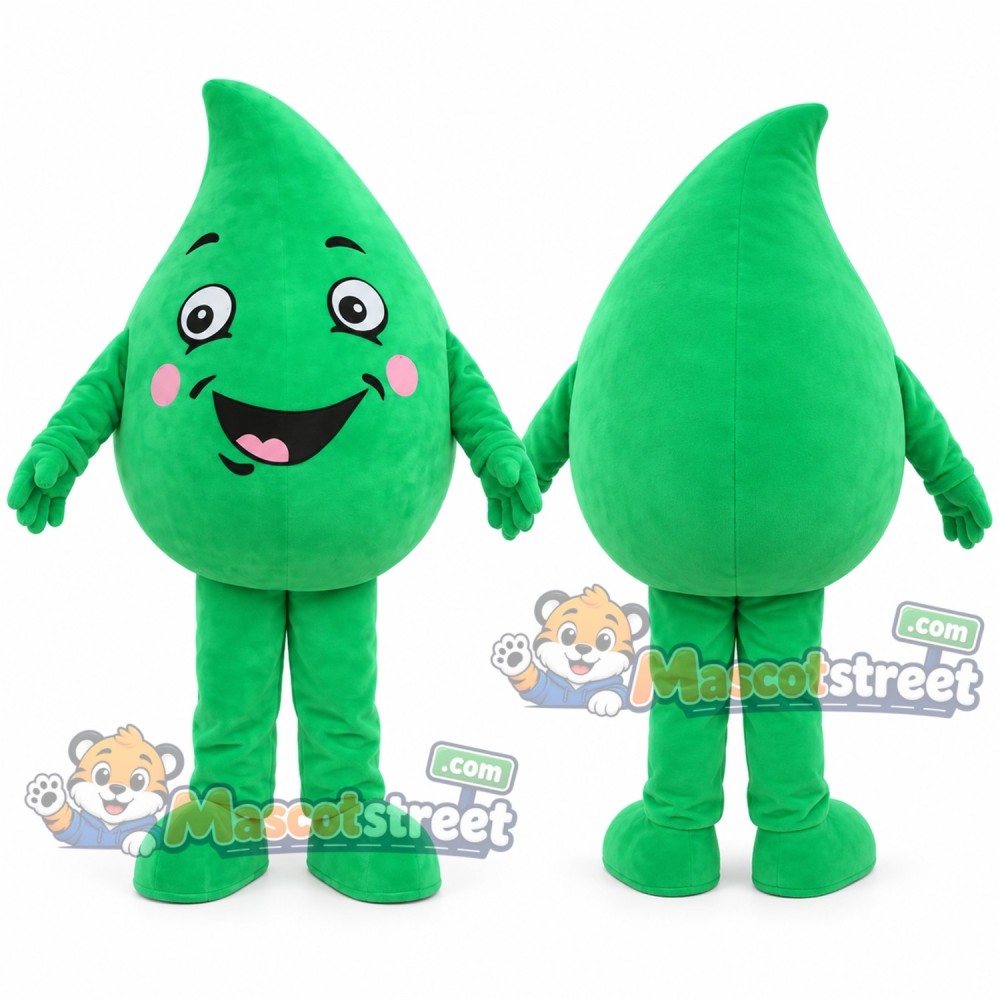 Green Water Drop Mascot Costume