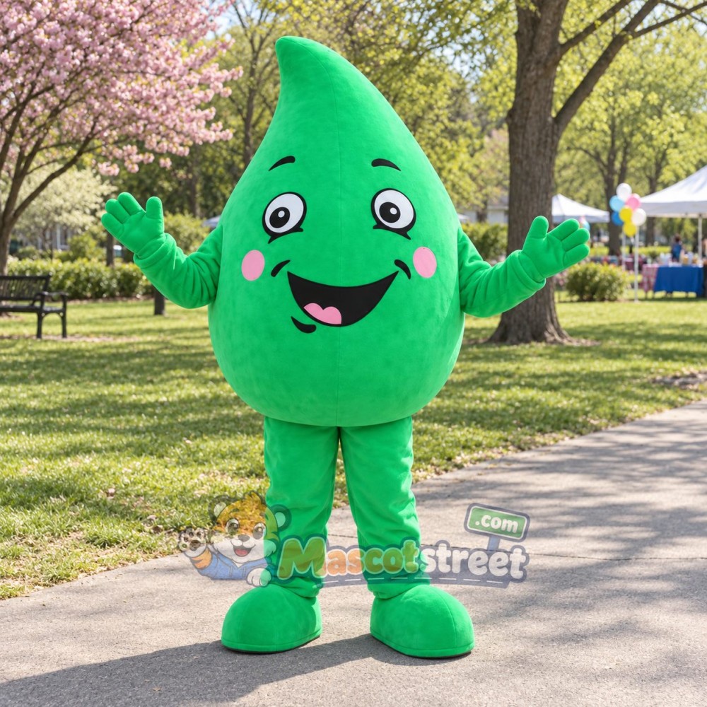 Green Water Drop Mascot Costume Green Water Drop Mascot Costume