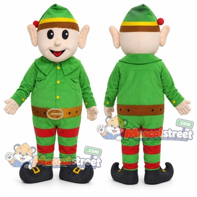 Christmas Elf Mascot Costume with Green Suit and Green Hat Christmas Elf Mascot Costume with Green Suit and Green Hat