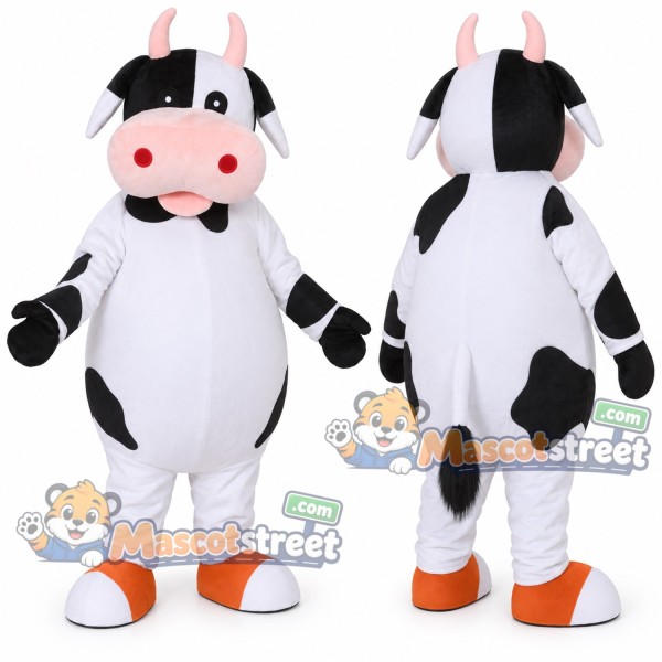 Black and White Cow Mascot Costume