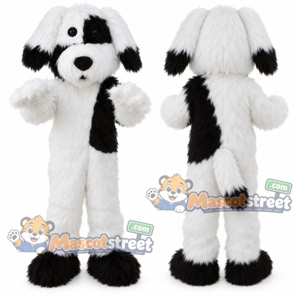 Black and White Dog Mascot Costume