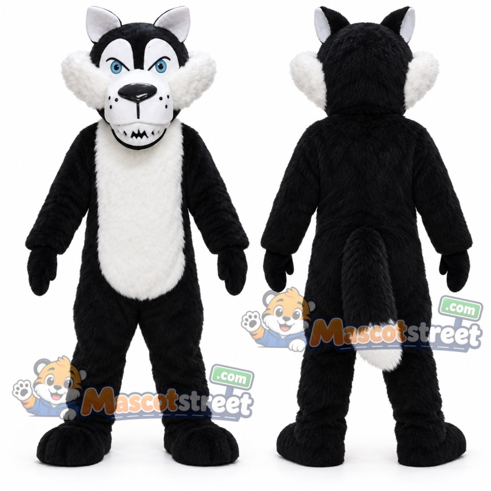 Black and White Wolf Mascot Costume Black and White Wolf Mascot Costume