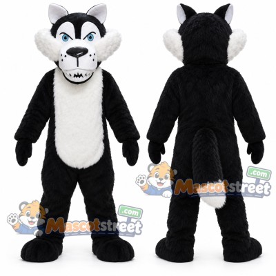Black and White Wolf Mascot Costume Black and White Wolf Mascot Costume