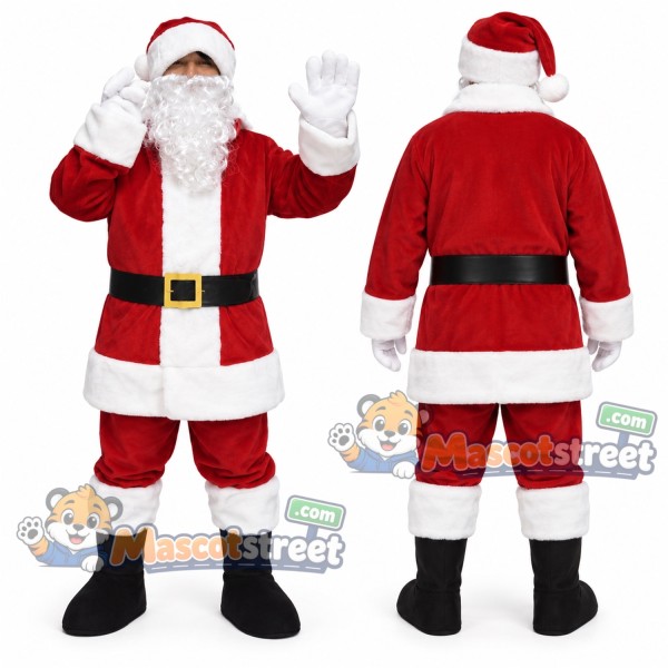 Santa Claus Mascot Costume with Red Suit and Red Hat