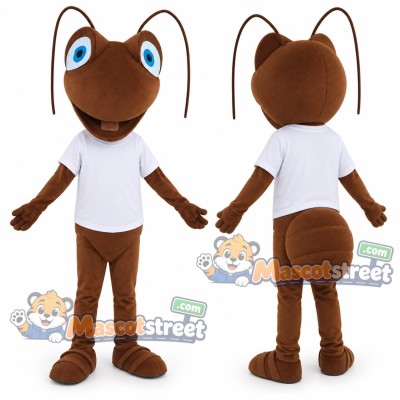Brown Ant Mascot Costume with White Vest