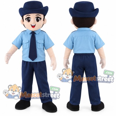 Police Officer Mascot Costume with Blue Shirt, Navy Trousers and Navy Hat Police Officer Mascot Costume with Blue Shirt, Navy Trousers and Navy Hat