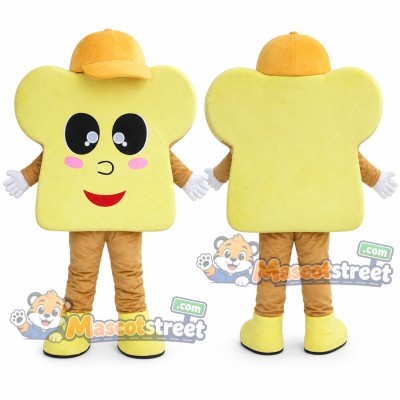 Bread Slice Mascot Costume with Yellow Cap