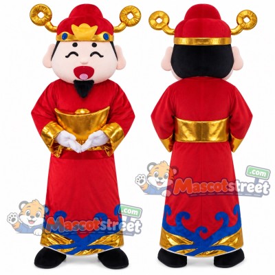 God of Fortune Mascot Costume with Red Robe and Red Hat God of Fortune Mascot Costume with Red Robe and Red Hat
