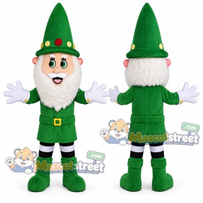 Christmas Elf Mascot Costume with Green Suit and Green Hat