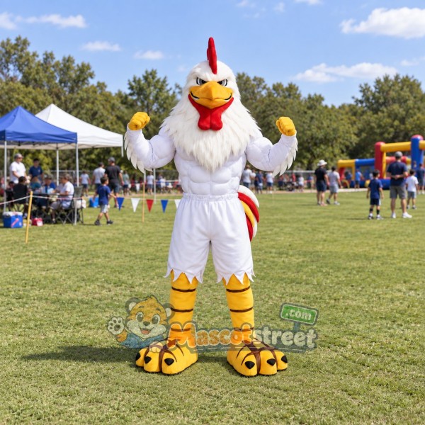 White Rooster Mascot Costume